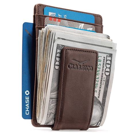 slim leather money clip wallet